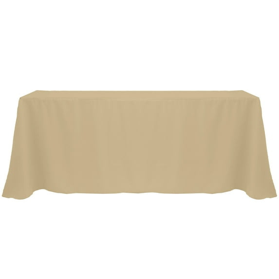 Ultimate Textile (5 Pack) 90 x 156-Inch Rectangular Polyester Linen Tablecloth with Rounded Corners - for Wedding, Restaurant or Banquet use, Camel Light Brown