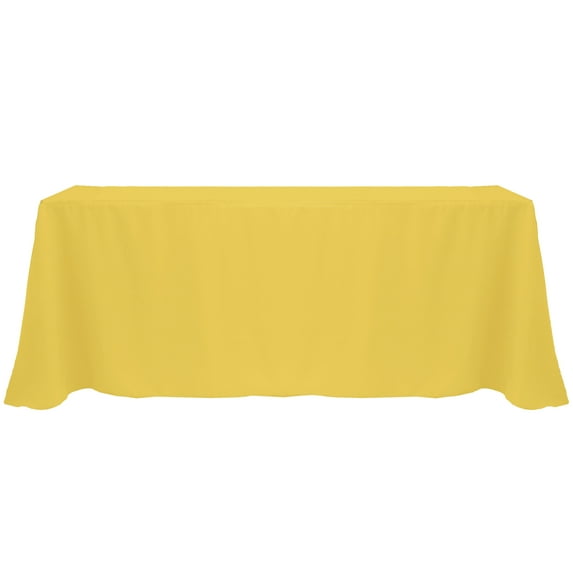 Ultimate Textile (5 Pack) 90 x 156-Inch Rectangular Polyester Linen Tablecloth with Rounded Corners - for Wedding, Restaurant or Banquet use, Goldenrod