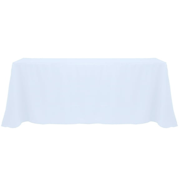 Ultimate Textile (5 Pack) 90 x 156-Inch Rectangular Polyester Linen Tablecloth with Rounded Corners - for Wedding, Restaurant or Banquet use, Ice Blue