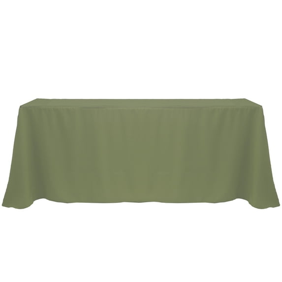Ultimate Textile (5 Pack) 90 x 156-Inch Rectangular Polyester Linen Tablecloth with Rounded Corners - for Wedding, Restaurant or Banquet use, Olive Green