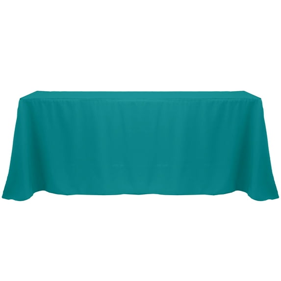 Ultimate Textile (5 Pack) 90 x 156-Inch Rectangular Polyester Linen Tablecloth with Rounded Corners - for Wedding, Restaurant or Banquet use, Jade