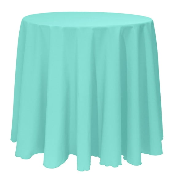 Ultimate Textile (5 Pack) 96-Inch Round Polyester Linen Tablecloth - for Wedding, Restaurant or Banquet use, Caribbean Blue