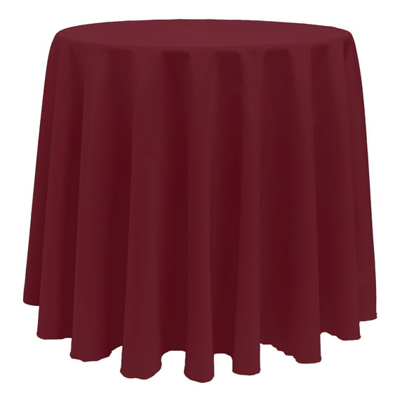 Ultimate Textile (5 Pack) 96-Inch Round Polyester Linen Tablecloth - for Wedding, Restaurant or Banquet use, Ruby Red