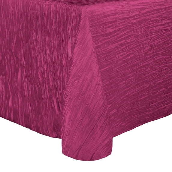 Ultimate Textile (5 Pack) Crinkle Taffeta - Delano 50 x 120-Inch Oval Tablecloth - for Home Dining Tables, Fuchsia Pink