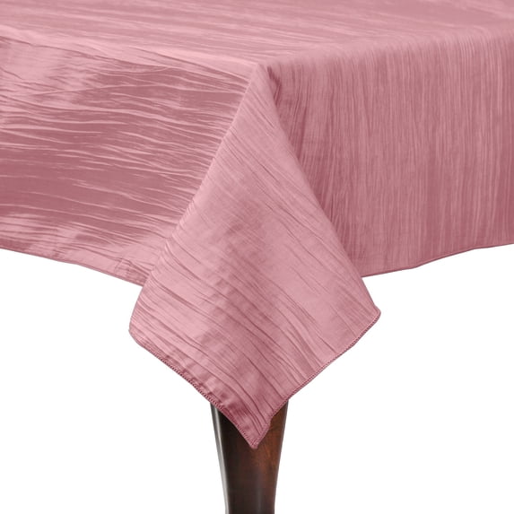 Ultimate Textile (5 Pack) Crinkle Taffeta - Delano 52 x 52-Inch Square Tablecloth - for Party, Wedding, Home Dining, Hotel and Catering use, Light Pink