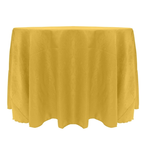 Ultimate Textile (5 Pack) Damask Kenya 108-Inch Round Tablecloth - Home Dining Collection - Snakeskin Jacquard Design, Flax Gold