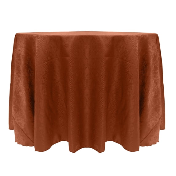 Ultimate Textile (5 Pack) Damask Kenya 114-Inch Round Tablecloth - Home Dining Collection - Snakeskin Jacquard Design, Sienna Burnt Orange