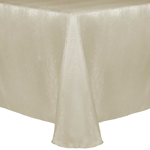 Ultimate Textile (5 Pack) Damask Kenya 52 x 70-Inch Oval Tablecloth - Home Dining Collection - Snakeskin Jacquard Design, Natural Ivory Cream