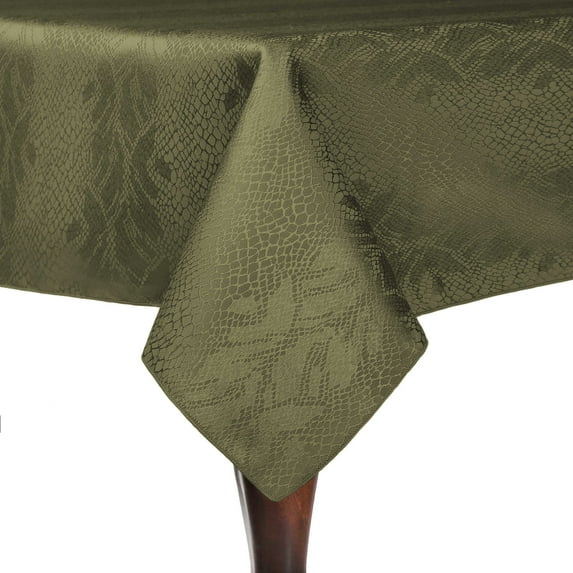 Ultimate Textile (5 Pack) Damask Kenya 60 x 108-Inch Rectangular Tablecloth - Home Dining Collection - Snakeskin Jacquard Design, Jungle Green