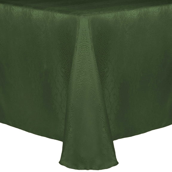 Ultimate Textile (5 Pack) Damask Kenya 72 x 120-Inch Oval Tablecloth - Home Dining Collection - Snakeskin Jacquard Design, Jungle Green