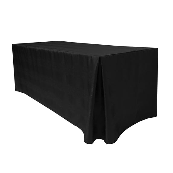Ultimate Textile (5 Pack) Damask Kenya 8 ft. Fitted Tablecloth - for 30 x 96-Inch Banquet and Folding Rectangular Tables - 36"H, Black