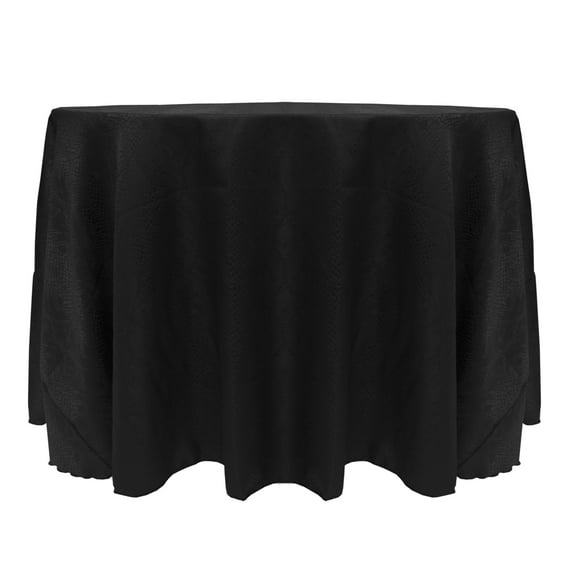 Ultimate Textile (5 Pack) Damask Kenya 84-Inch Round Tablecloth - Home Dining Collection - Snakeskin Jacquard Design, Black