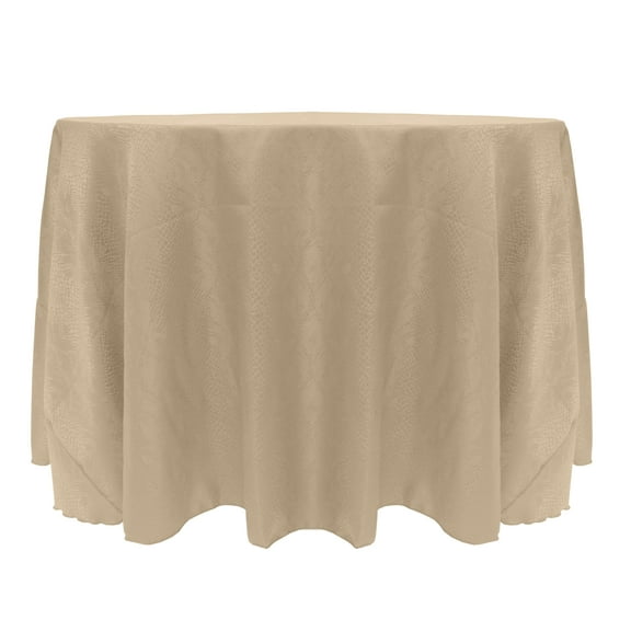 Ultimate Textile (5 Pack) Damask Kenya 84-Inch Round Tablecloth - Home Dining Collection - Snakeskin Jacquard Design, Sand Beige
