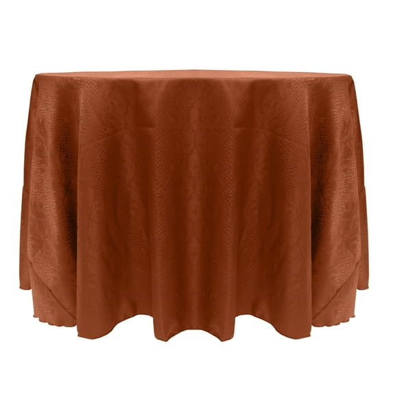 Ultimate Textile (5 Pack) Damask Kenya 84-Inch Round Tablecloth - Home Dining Collection - Snakeskin Jacquard Design, Sienna Burnt Orange