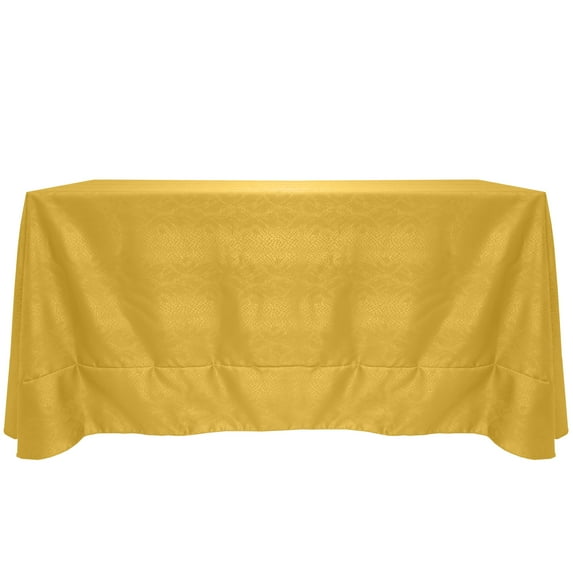 Ultimate Textile (5 Pack) Damask Kenya 90 x 156-Inch Rectangular Tablecloth - Home Dining Collection - Snakeskin Jacquard Design, Flax Gold