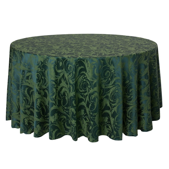 Ultimate Textile (5 Pack) Damask Melrose 108-Inch Round Tablecloth - Home Dining Collection - Floral Leaf Scroll Jacquard Design, Hunter Green