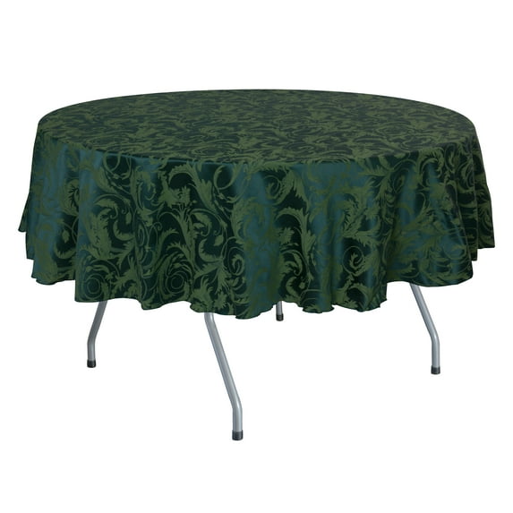 Ultimate Textile (5 Pack) Damask Melrose 72-Inch Round Tablecloth - Home Dining Collection - Floral Leaf Scroll Jacquard Design, Hunter Green