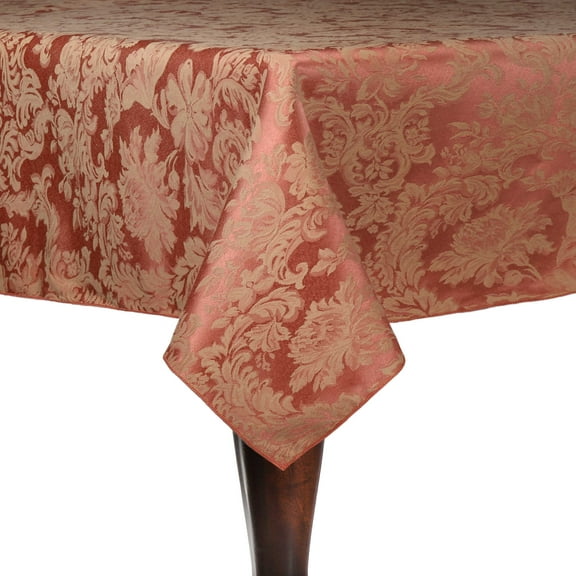 Ultimate Textile (5 Pack) Damask Miranda 60 x 84-Inch Oval Tablecloth - Home Dining Collection - Floral Leaf Two-tone Jacquard Design, Sienna Burnt Orange