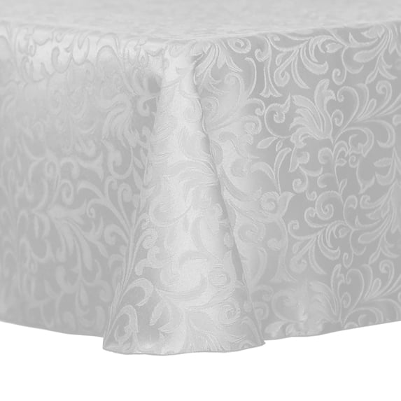 Ultimate Textile (5 Pack) Damask Somerset 52 x 70-Inch Oval Tablecloth - Home Dining Collection - Scroll Jacquard Design, White