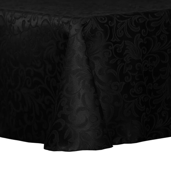 Ultimate Textile (5 Pack) Damask Somerset 60 x 84-Inch Oval Tablecloth - Home Dining Collection - Scroll Jacquard Design, Black