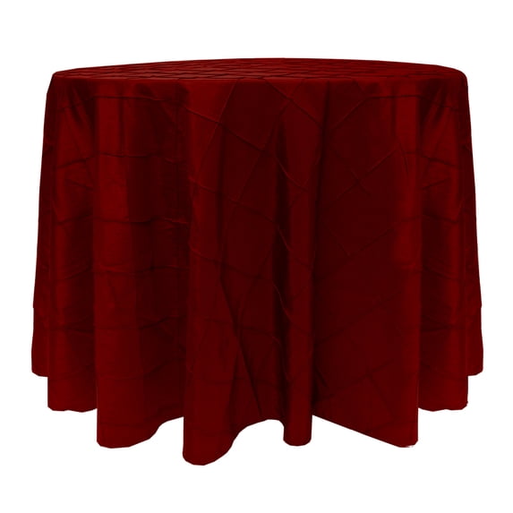 Ultimate Textile (5 Pack) Embroidered Pintuck Taffeta 114-Inch Round Tablecloth Garnet / Burgundy