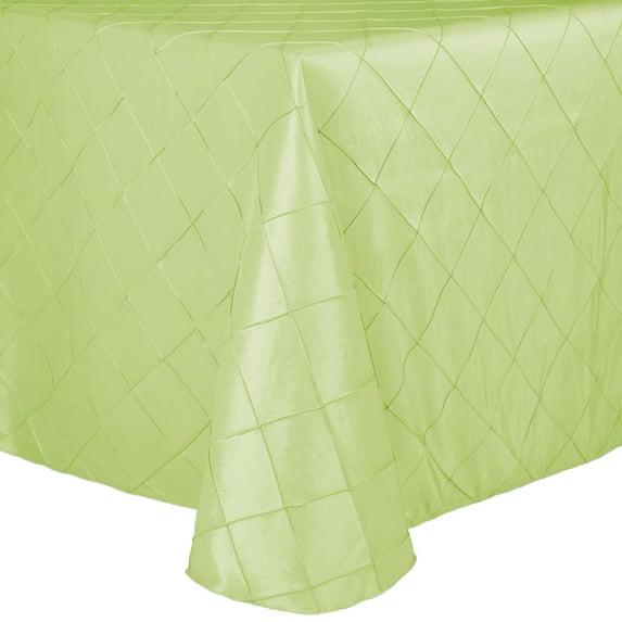 Ultimate Textile (5 Pack) Embroidered Pintuck Taffeta 120 x 120-Inch Square Tablecloth with Rounded Corners Honeydew Light Green