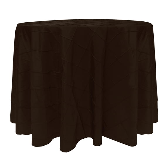 Ultimate Textile (5 Pack) Embroidered Pintuck Taffeta 126-Inch Round Tablecloth Espresso Dark Brown