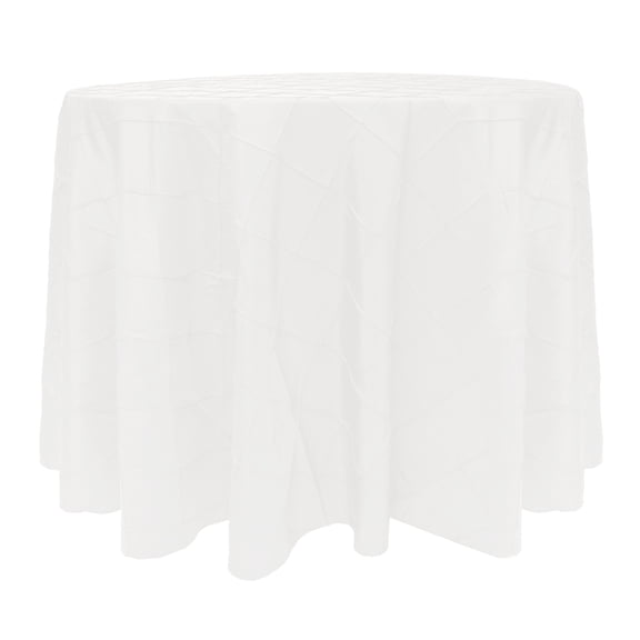 Ultimate Textile (5 Pack) Embroidered Pintuck Taffeta 126-Inch Round Tablecloth White