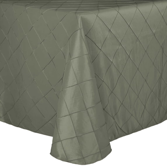 Ultimate Textile (5 Pack) Embroidered Pintuck Taffeta 52 x 70-Inch Oval Tablecloth Aspen Mist