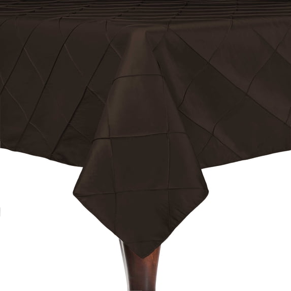 Ultimate Textile (5 Pack) Embroidered Pintuck Taffeta 60 x 84-Inch Rectangle Tablecloth Espresso Dark Brown