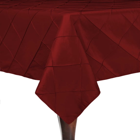 Ultimate Textile (5 Pack) Embroidered Pintuck Taffeta 60 x 84-Inch Rectangle Tablecloth Garnet / Burgundy