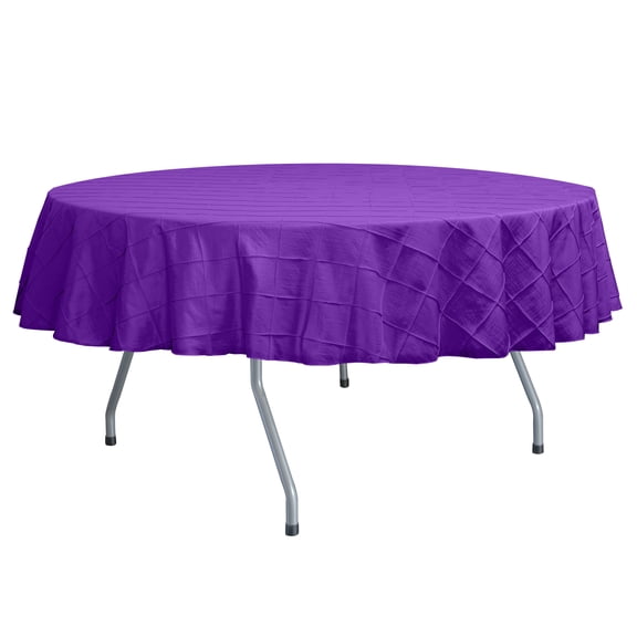 Ultimate Textile (5 Pack) Embroidered Pintuck Taffeta 72-Inch Round Tablecloth Purple