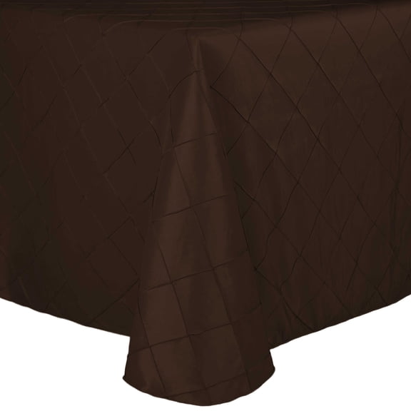 Ultimate Textile (5 Pack) Embroidered Pintuck Taffeta 72 x 120-Inch Oval Tablecloth Chocolate Light Brown