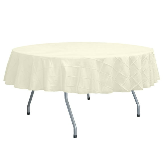 Ultimate Textile (5 Pack) Embroidered Pintuck Taffeta 84-Inch Round Tablecloth Ivory Cream