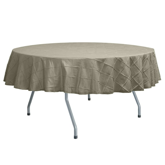 Ultimate Textile (5 Pack) Embroidered Pintuck Taffeta 84-Inch Round Tablecloth Taupe