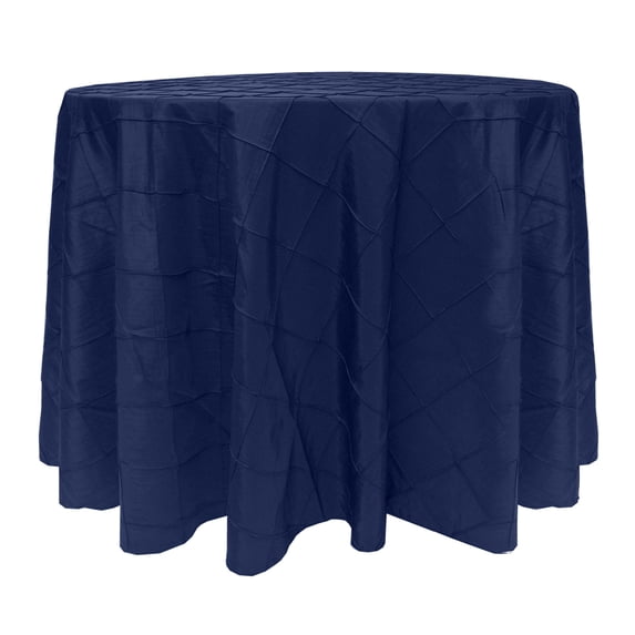 Ultimate Textile (5 Pack) Embroidered Pintuck Taffeta 90-Inch Round Tablecloth Royal Blue