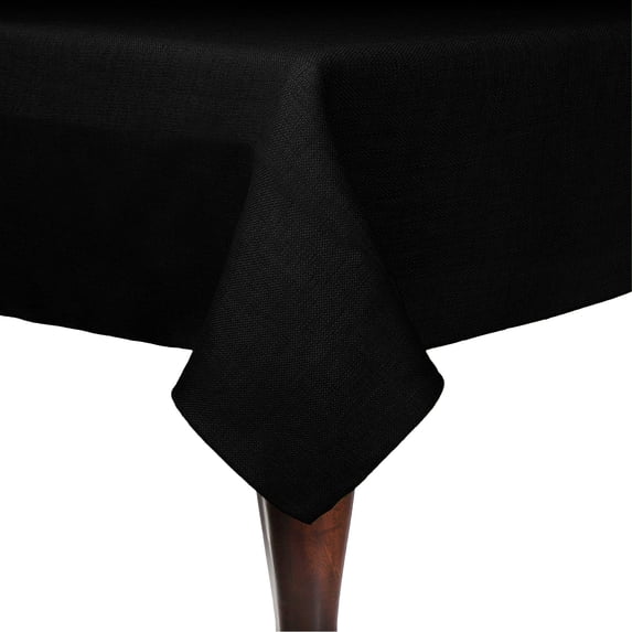 Ultimate Textile (5 Pack) Faux Burlap - Havana 58 x 144-Inch Rectangular Tablecloth - Basket Weave, Black