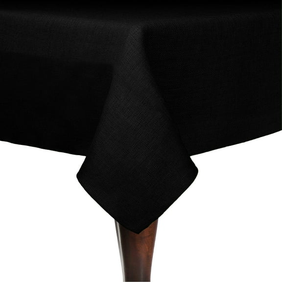 Ultimate Textile (5 Pack) Faux Burlap - Havana 60 x 90-Inch Rectangular Tablecloth - Basket Weave, Black