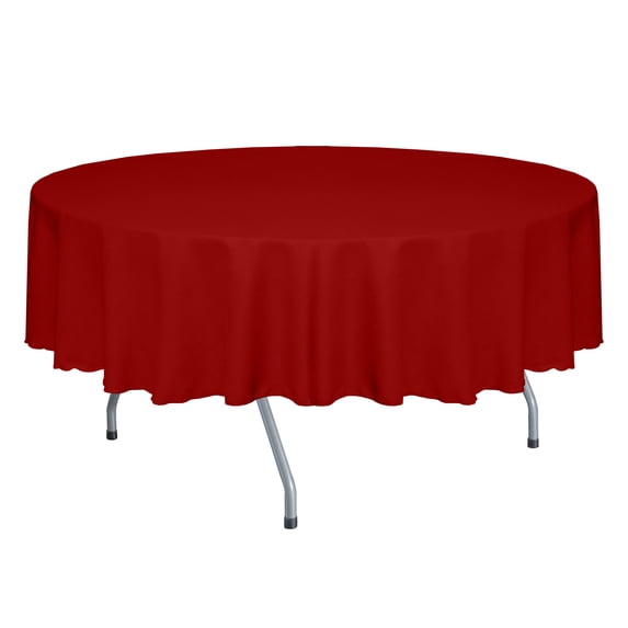 Ultimate Textile (5 Pack) Faux Burlap - Havana 84-Inch Round Tablecloth - Basket Weave, Holiday Red