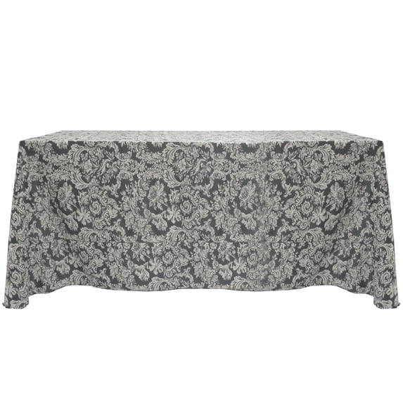 Ultimate Textile (5 Pack) Miranda 108 x 132-Inch Rectangular Damask Tablecloth - Jacquard Weave, Pewter Grey