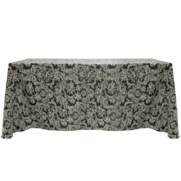 Ultimate Textile (5 Pack) Miranda 108 x 156-Inch Rectangular Damask Tablecloth - Jacquard Weave, Black