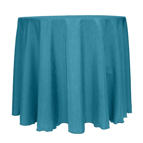 Ultimate Textile (5 Pack) Reversible Shantung Satin - Majestic 114-Inch Round Tablecloth - for Weddings, Home Parties and Special Event use, Turquoise Blue