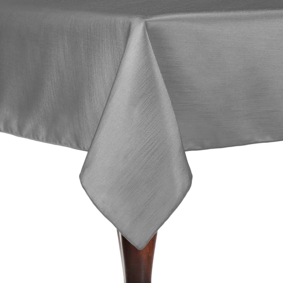 Ultimate Textile (5 Pack) Reversible Shantung Satin - Majestic 54 x 96-Inch Rectangular Tablecloth - for Weddings, Home Parties and Special Event use, Silver