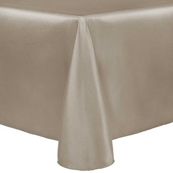Ultimate Textile (5 Pack) Reversible Shantung Satin - Majestic 60 x 144-Inch Oval Tablecloth - for Home Dining Tables, Tan Beige