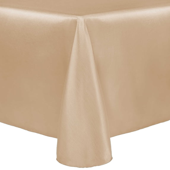 Ultimate Textile (5 Pack) Reversible Shantung Satin - Majestic 70 x 104-Inch Oval Tablecloth - for Home Dining Tables, Camel Light Brown