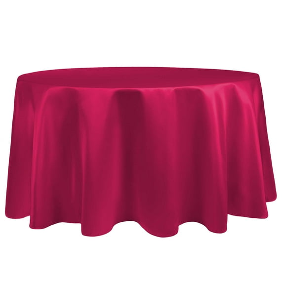 Ultimate Textile (5 Pack) Satin 132-Inch Round Tablecloth - for Wedding, Special Event or Banquet use, Cerise Pink