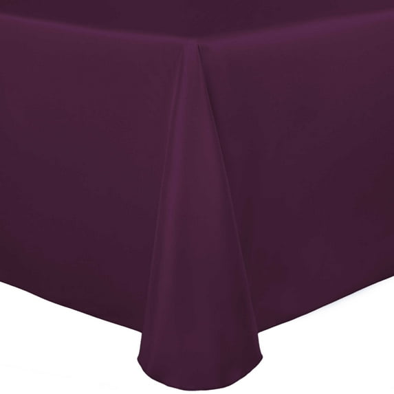 Ultimate Textile (5 Pack) Satin 60 x 120-Inch Oval Tablecloth - for Home Dining Tables, Aubergine Eggplant Purple