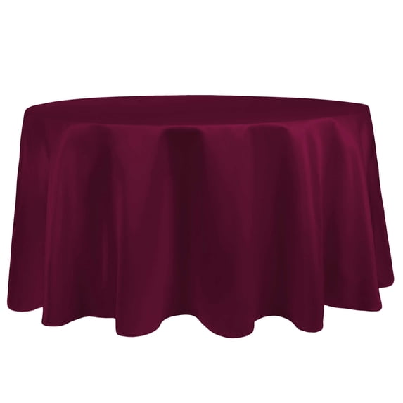 Ultimate Textile (5 Pack) Satin 84-Inch Round Tablecloth - for Wedding, Special Event or Banquet use, Burgundy Red