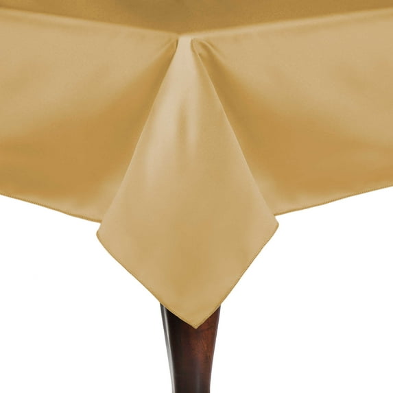 Ultimate Textile (5 Pack) Satin 84 x 84-Inch Square Tablecloth - for Wedding, Special Event or Banquet use, Wheat Yellow Brown