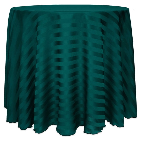 Ultimate Textile (5 Pack) Satin-Stripe 114-Inch Round Tablecloth - for Wedding and Catering, Hotel or Home Dining use, Teal